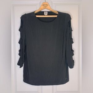 Anne Klein Black 3/4 Cutout Sleeve Blouse in Women's Size L